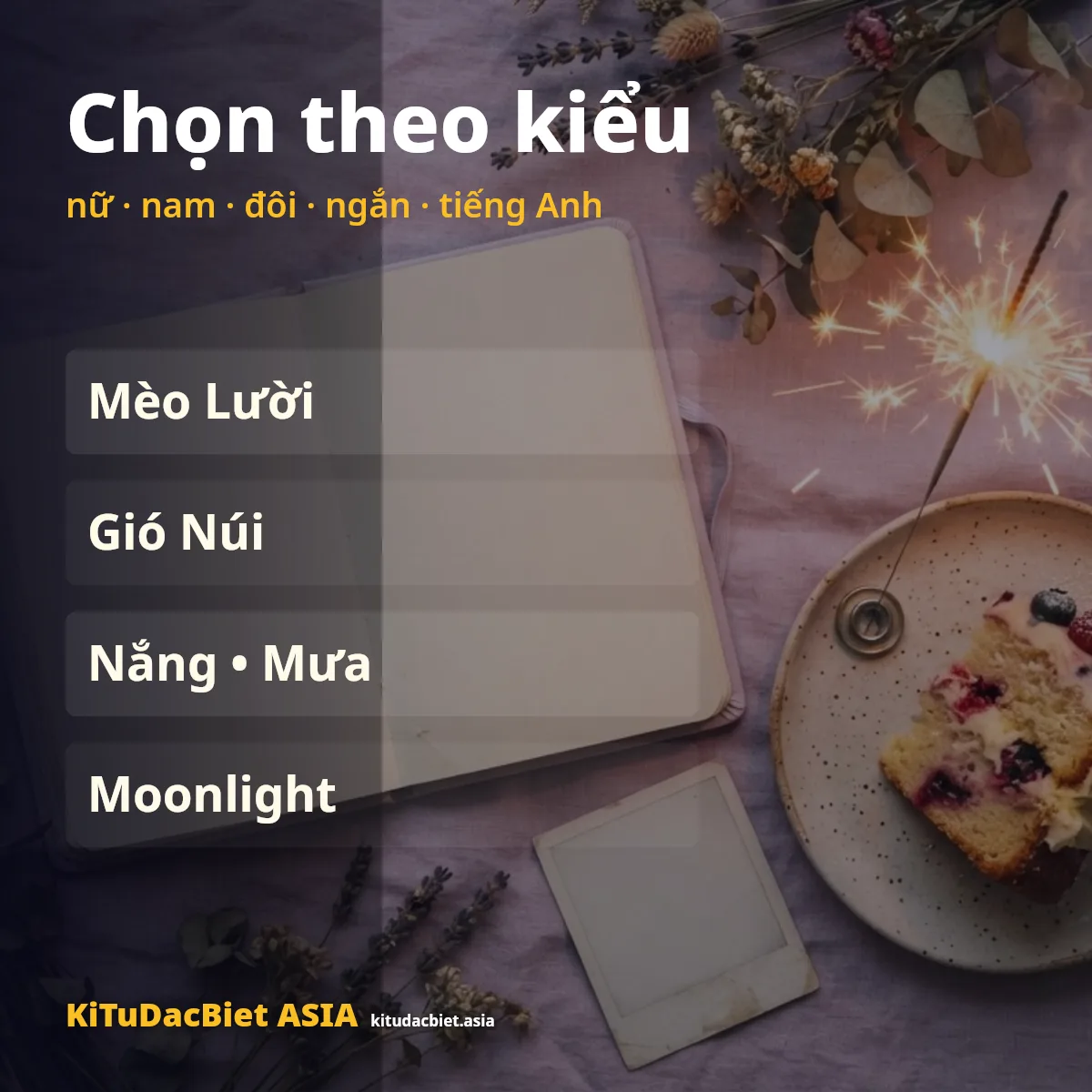 Chọn tên Locket theo kiểu: nữ, nam, đôi, ngắn, tiếng Anh